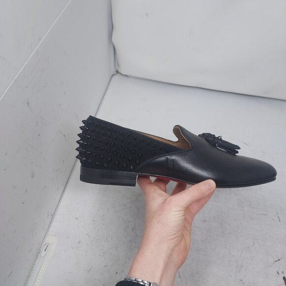 Christian Louboutin MENS Black Tassilo Spike Stud Tassel Leather Loafer - Picture 8 of 10